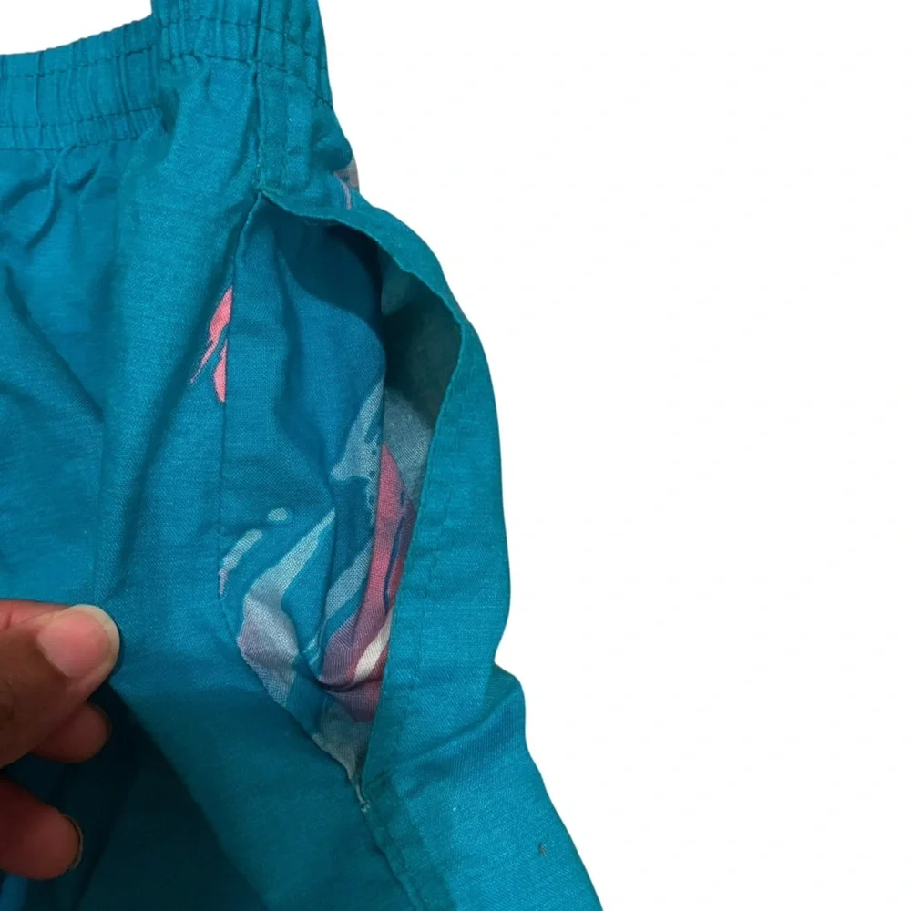 OP Blue Swim Trunks with Elastic Waistband and Aquatic Design